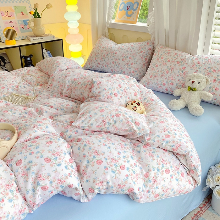 91家纺网 家纺一手货源 找家纺 雨彤家纺 2025年新款软糯糯云朵水洗棉印花四件套 蔷薇岛屿