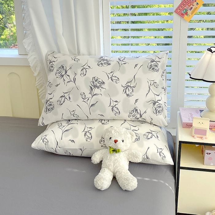 91家纺网 家纺一手货源 找家纺 雨彤家纺 2025年新款软糯糯云朵水洗棉印花四件套 水墨玫瑰