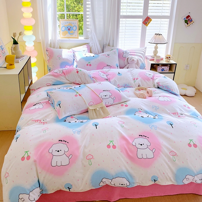 91家纺网 家纺一手货源 找家纺 雨彤家纺 2025年新款软糯糯云朵水洗棉印花四件套 甜蜜宝贝