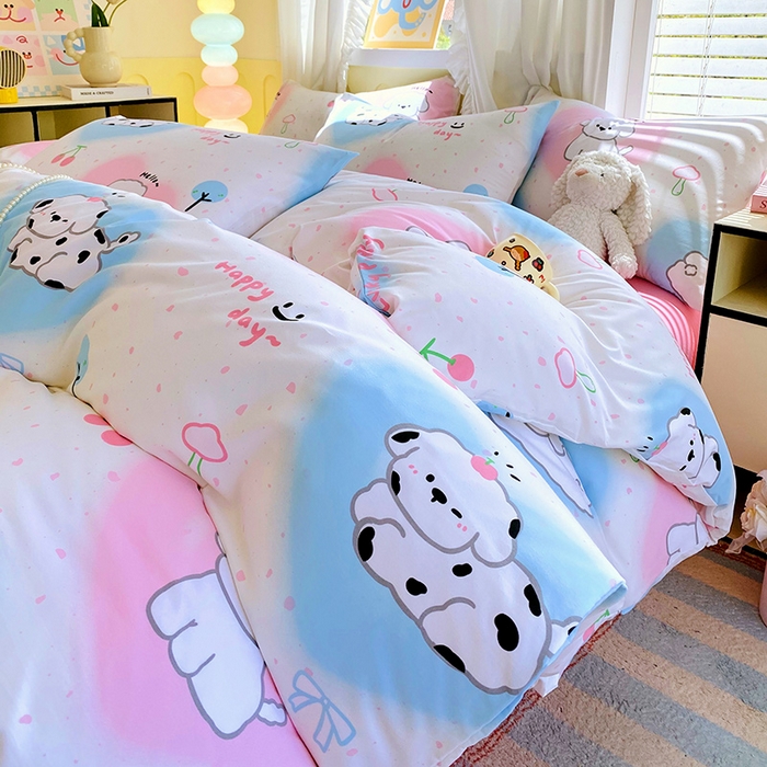 91家纺网 家纺一手货源 找家纺 雨彤家纺 2025年新款软糯糯云朵水洗棉印花四件套 甜蜜宝贝