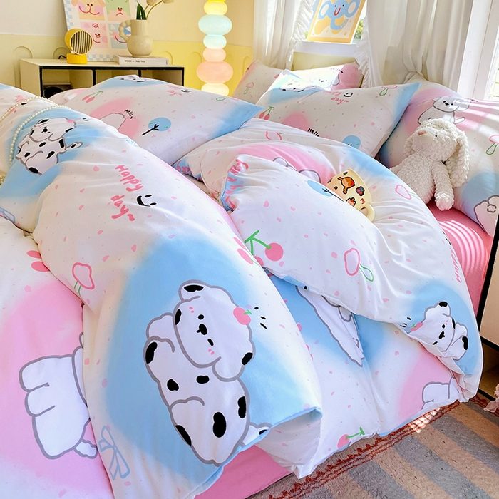 91家纺网 家纺一手货源 找家纺 雨彤家纺 2025年新款软糯糯云朵水洗棉印花四件套 甜蜜宝贝