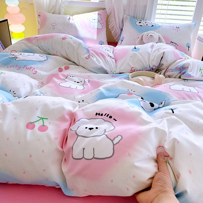 91家纺网 家纺一手货源 找家纺 雨彤家纺 2025年新款软糯糯云朵水洗棉印花四件套 甜蜜宝贝