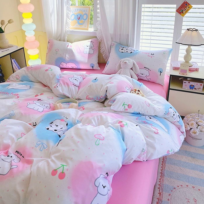 91家纺网 家纺一手货源 找家纺 雨彤家纺 2025年新款软糯糯云朵水洗棉印花四件套 甜蜜宝贝