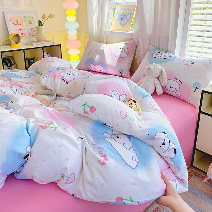 91家纺网 家纺一手货源 找家纺 雨彤家纺 2025年新款软糯糯云朵水洗棉印花四件套 甜蜜宝贝