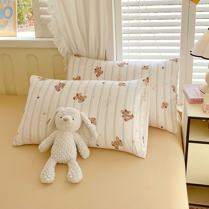 91家纺网 家纺一手货源 找家纺 雨彤家纺 2025年新款软糯糯云朵水洗棉印花四件套 心乐熊