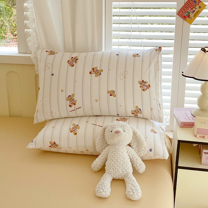 91家纺网 家纺一手货源 找家纺 雨彤家纺 2025年新款软糯糯云朵水洗棉印花四件套 心乐熊