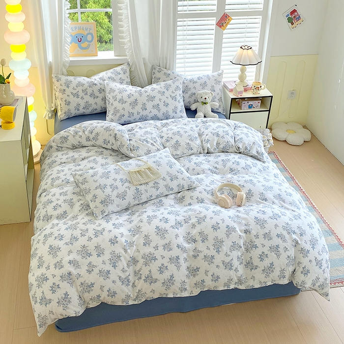 91家纺网 家纺一手货源 找家纺 雨彤家纺 2025年新款软糯糯云朵水洗棉印花四件套 嫣语花开