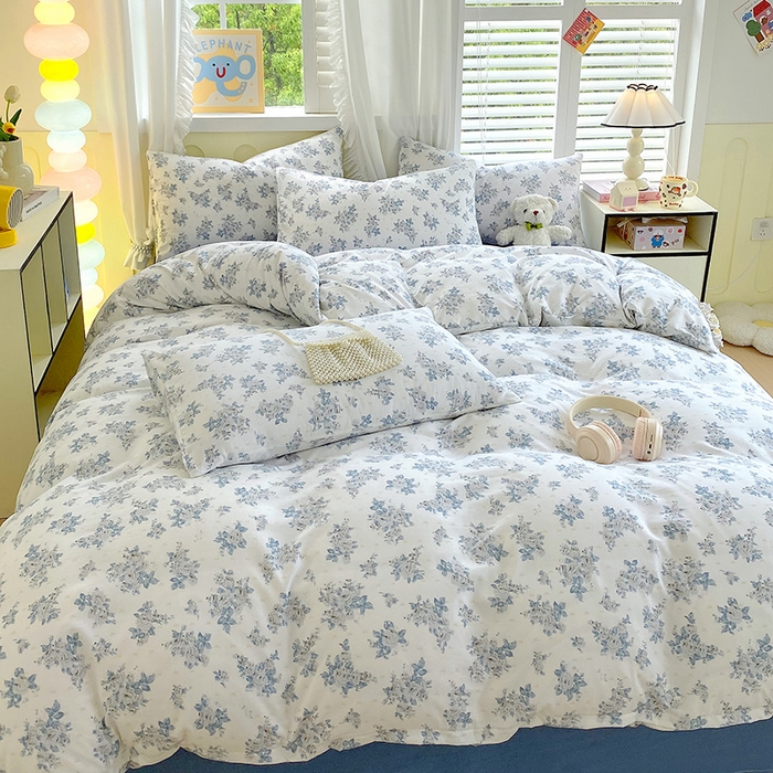 91家纺网 家纺一手货源 找家纺 雨彤家纺 2025年新款软糯糯云朵水洗棉印花四件套 嫣语花开