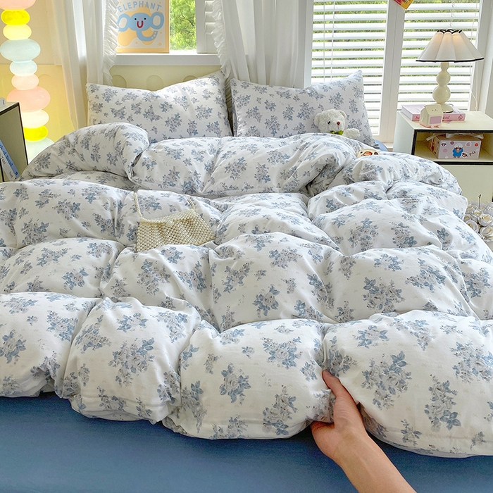 91家纺网 家纺一手货源 找家纺 雨彤家纺 2025年新款软糯糯云朵水洗棉印花四件套 嫣语花开