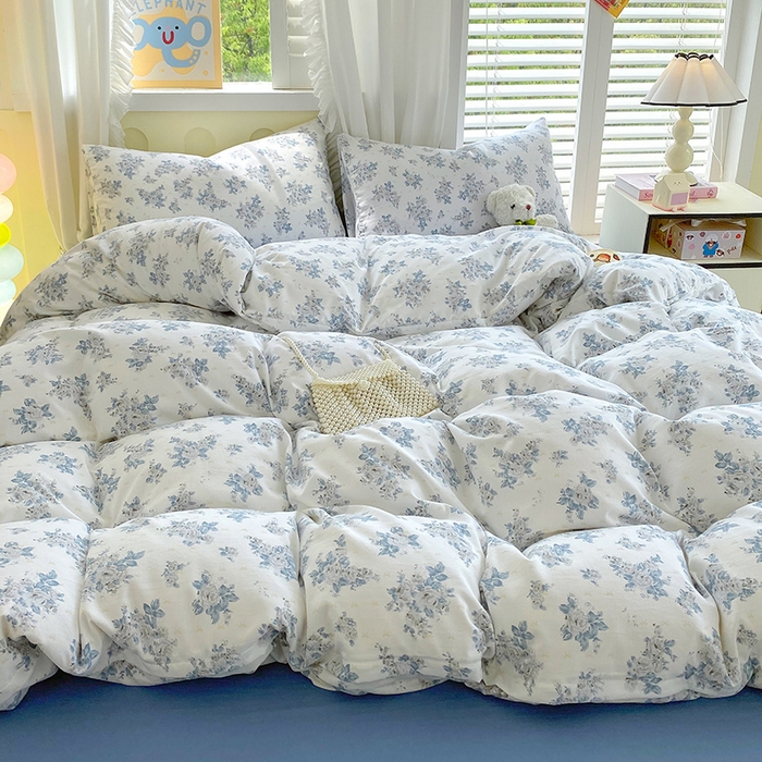 91家纺网 家纺一手货源 找家纺 雨彤家纺 2025年新款软糯糯云朵水洗棉印花四件套 嫣语花开