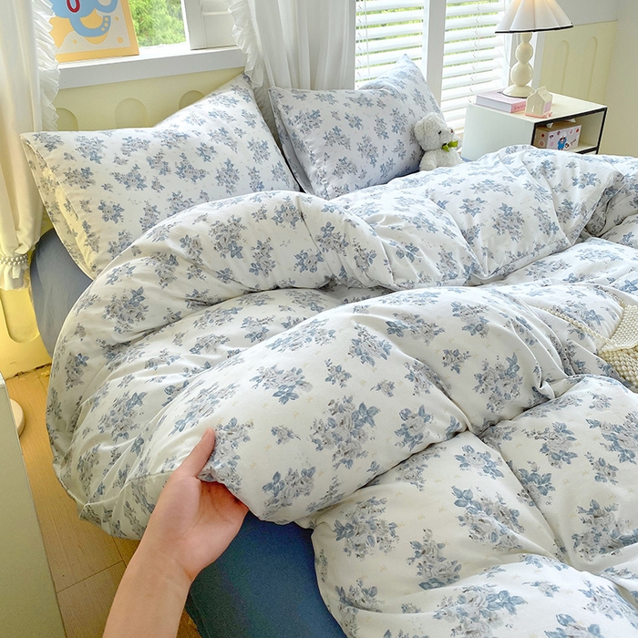 91家纺网 家纺一手货源 找家纺 雨彤家纺 2025年新款软糯糯云朵水洗棉印花四件套 嫣语花开