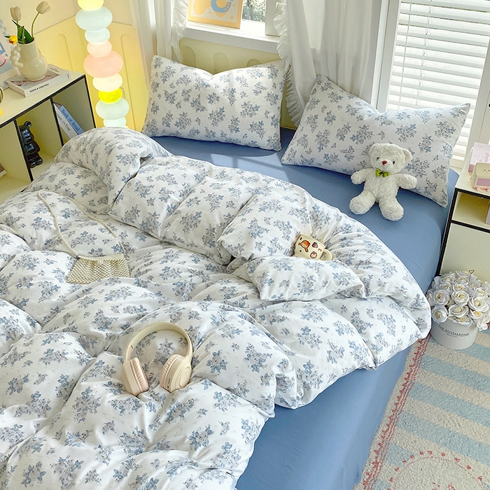 91家纺网 家纺一手货源 找家纺 雨彤家纺 2025年新款软糯糯云朵水洗棉印花四件套 嫣语花开