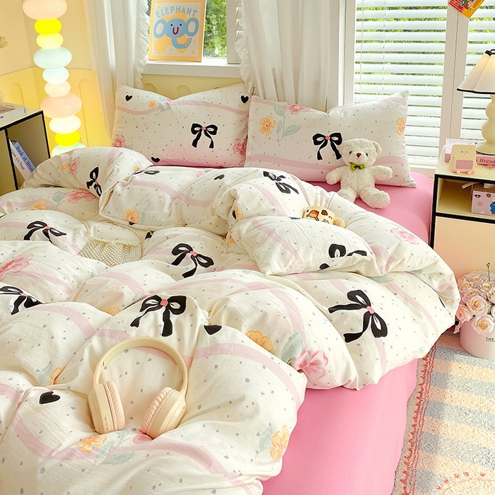 91家纺网 家纺一手货源 找家纺 雨彤家纺 2025年新款软糯糯云朵水洗棉印花四件套 氧气周末