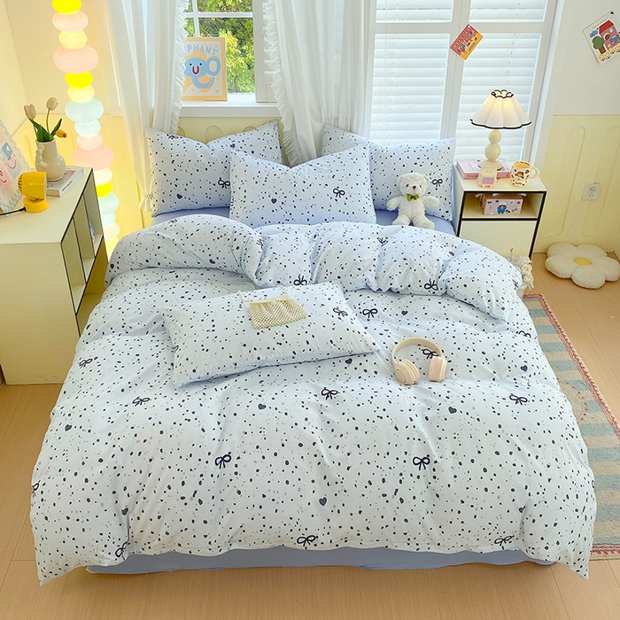 91家纺网 家纺一手货源 找家纺 雨彤家纺 2025年新款软糯糯云朵水洗棉印花四件套 艺术之名-兰