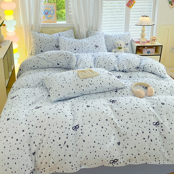 91家纺网 家纺一手货源 找家纺 雨彤家纺 2025年新款软糯糯云朵水洗棉印花四件套 艺术之名-兰