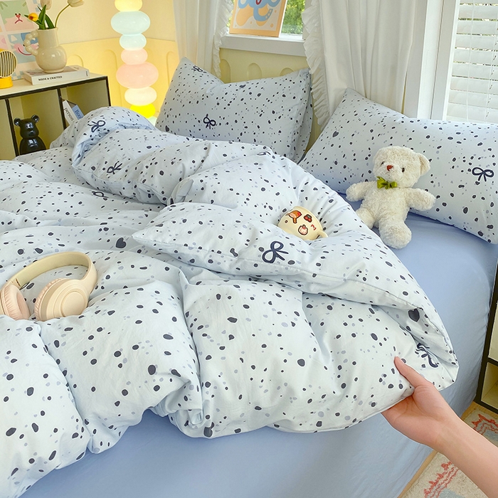 91家纺网 家纺一手货源 找家纺 雨彤家纺 2025年新款软糯糯云朵水洗棉印花四件套 艺术之名-兰