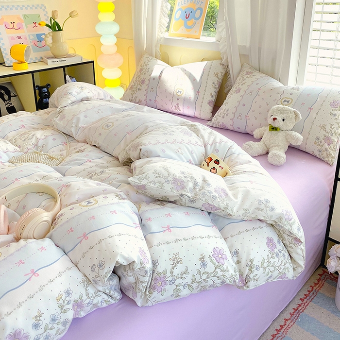 91家纺网 家纺一手货源 找家纺 雨彤家纺 2025年新款软糯糯云朵水洗棉印花四件套 知音花彩