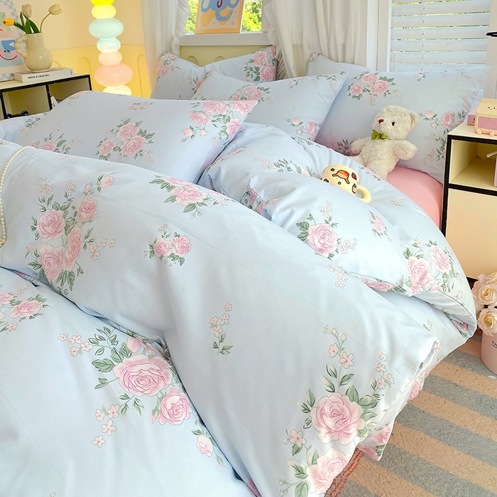 91家纺网 家纺一手货源 找家纺 雨彤家纺 2025年新款软糯糯云朵水洗棉印花四件套 妆立春风