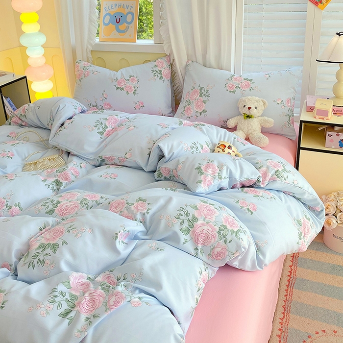 91家纺网 家纺一手货源 找家纺 雨彤家纺 2025年新款软糯糯云朵水洗棉印花四件套 妆立春风