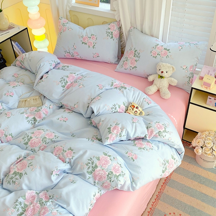 91家纺网 家纺一手货源 找家纺 雨彤家纺 2025年新款软糯糯云朵水洗棉印花四件套 妆立春风