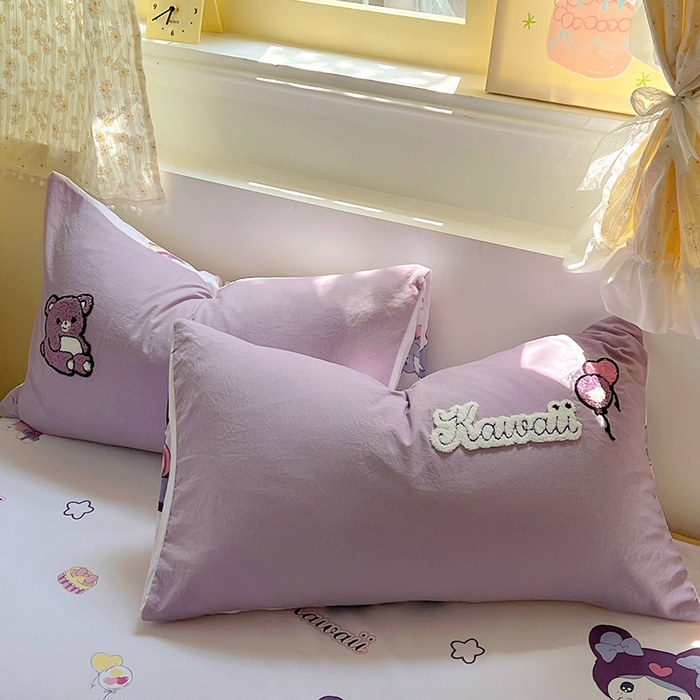 91家纺网 家纺一手货源 找家纺 易辰美 2025新款水洗棉毛巾绣夏被空调被夏凉被四件套 库洛米