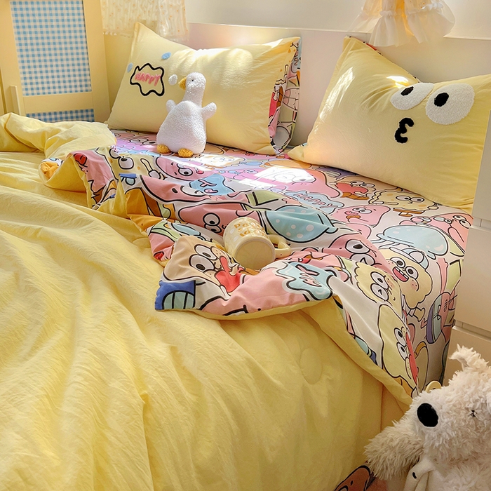 91家纺网 家纺一手货源 找家纺 易辰美 2025新款水洗棉毛巾绣夏被空调被夏凉被四件套 海宝宝