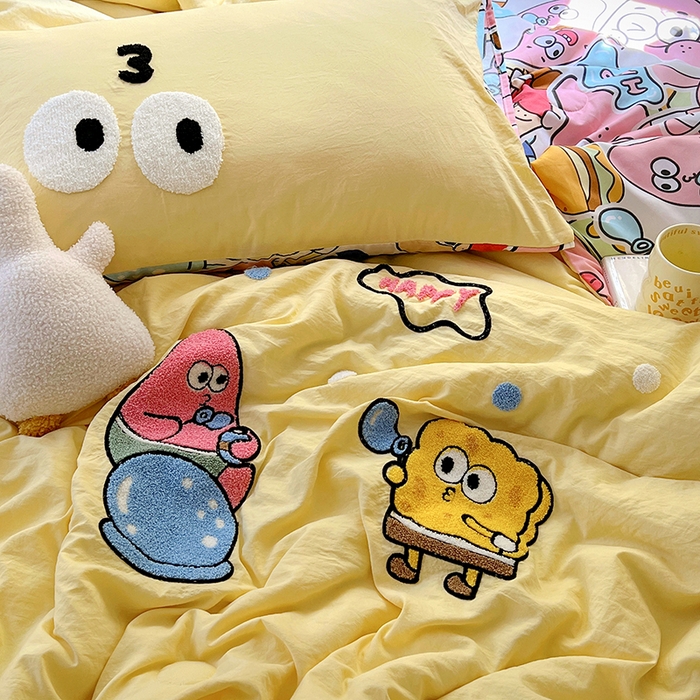 91家纺网 家纺一手货源 找家纺 易辰美 2025新款水洗棉毛巾绣夏被空调被夏凉被四件套 海宝宝