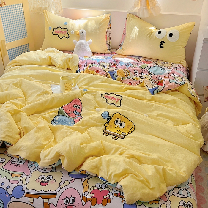 91家纺网 家纺一手货源 找家纺 易辰美 2025新款水洗棉毛巾绣夏被空调被夏凉被四件套 海宝宝