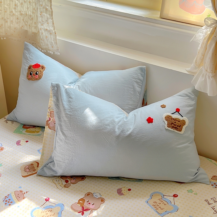 91家纺网 家纺一手货源 找家纺 易辰美 2025新款水洗棉毛巾绣夏被空调被夏凉被四件套 吐司熊