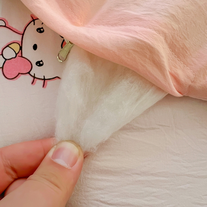 91家纺网 家纺一手货源 找家纺 易辰美 2025新款水洗棉毛巾绣夏被空调被夏凉被四件套 KT猫