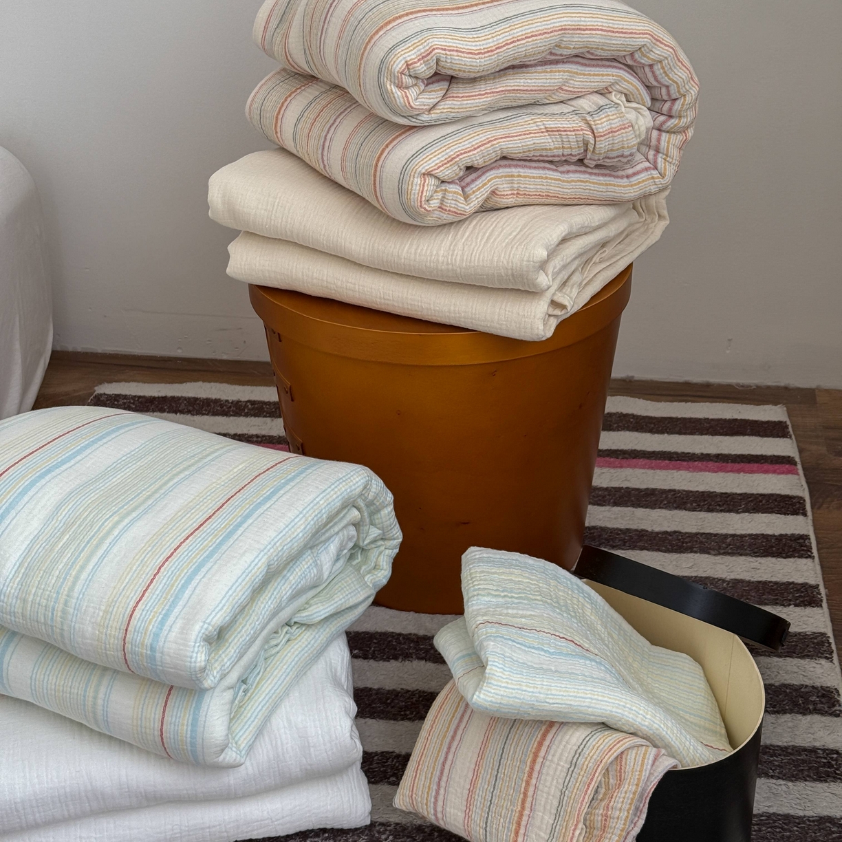 91家纺网 家纺一手货源 找家纺 （总）山舍家居 2025春夏新款全棉纯棉色织纱布四件套-香草系列-暗色系