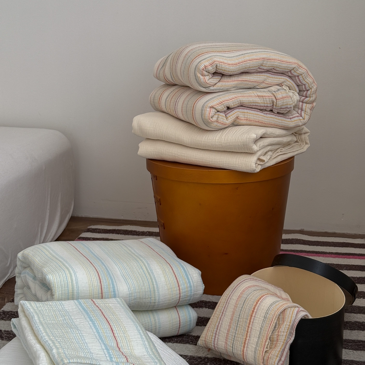 91家纺网 家纺一手货源 找家纺 （总）山舍家居 2025春夏新款全棉纯棉色织纱布四件套-香草系列-暗色系