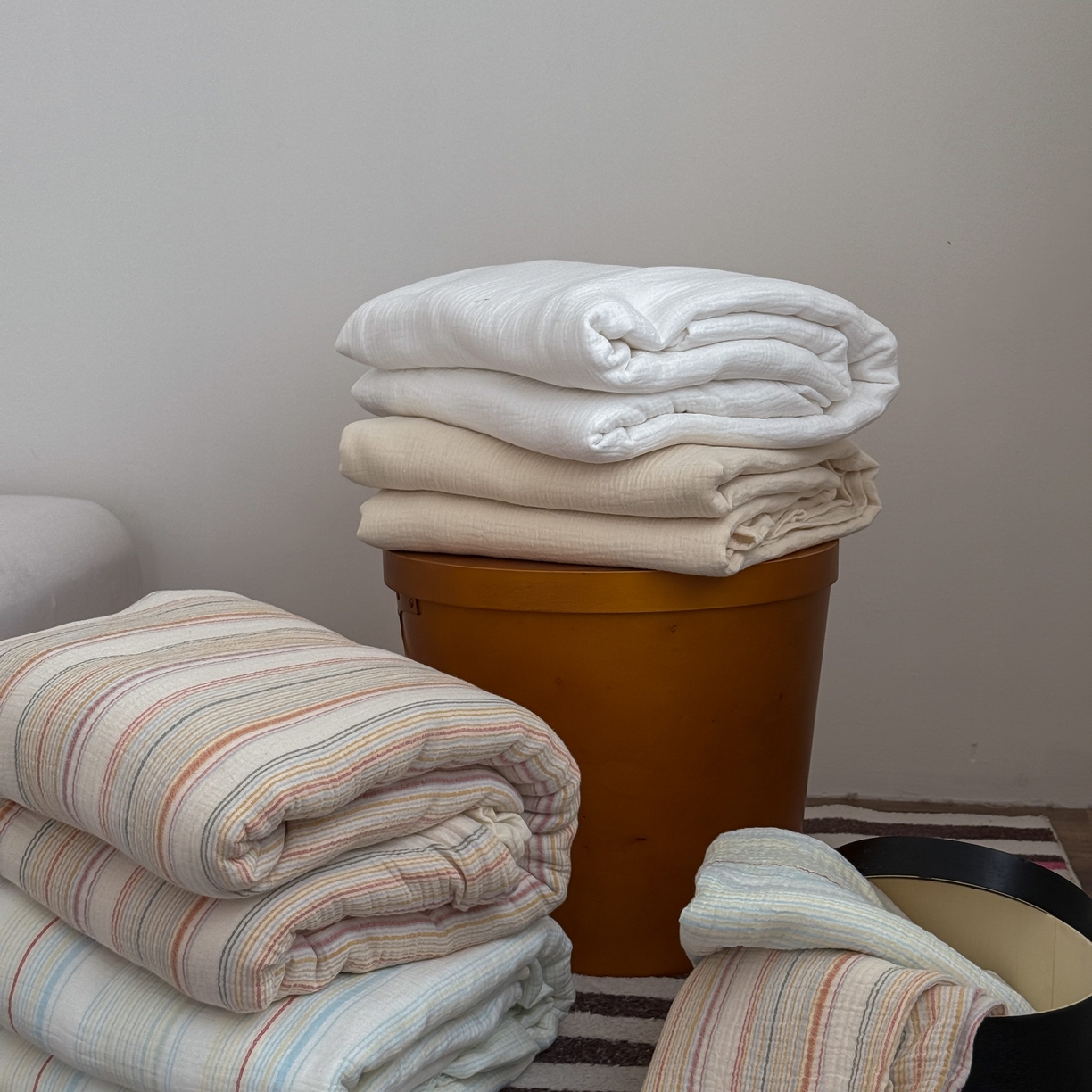 山舍家居 2025春夏新款全棉纯棉色织纱布四件套-香草系列-暗色系 组合图仅供展示