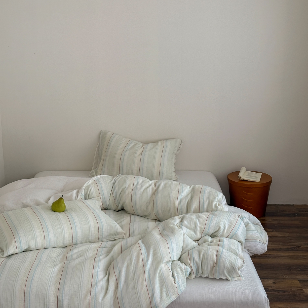 91家纺网 家纺一手货源 找家纺 山舍家居 2025春夏新款全棉纯棉色织纱布四件套-香草系列-暗色系 香草冰淇淋