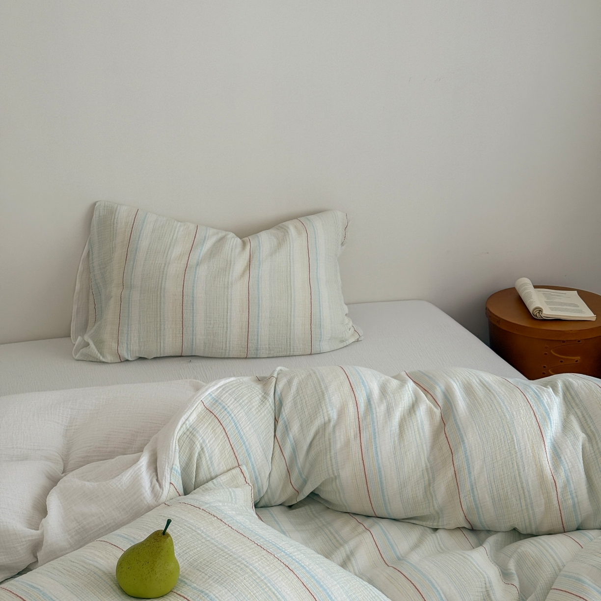 91家纺网 家纺一手货源 找家纺 山舍家居 2025春夏新款全棉纯棉色织纱布四件套-香草系列-暗色系 香草冰淇淋