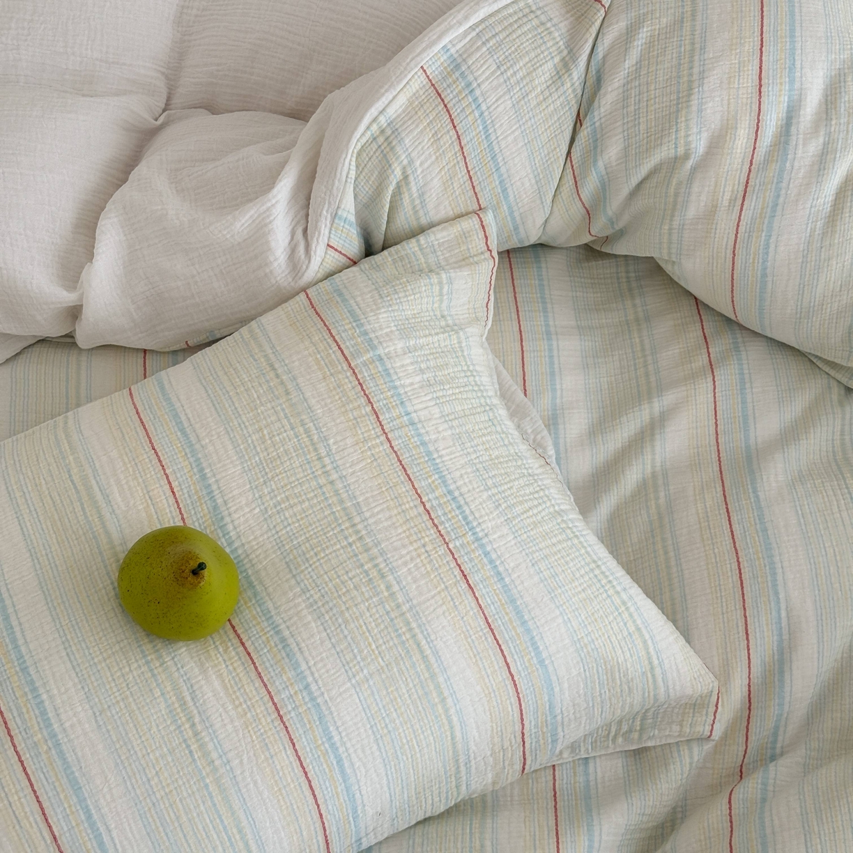 91家纺网 家纺一手货源 找家纺 山舍家居 2025春夏新款全棉纯棉色织纱布四件套-香草系列-暗色系 香草冰淇淋