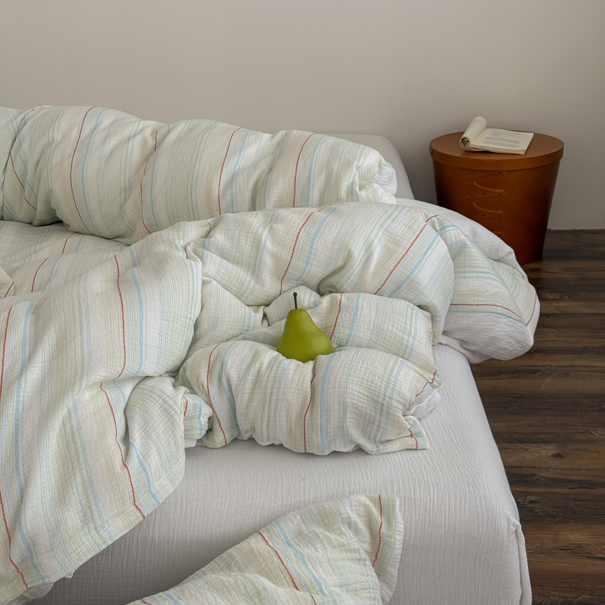 91家纺网 家纺一手货源 找家纺 山舍家居 2025春夏新款全棉纯棉色织纱布四件套-香草系列-暗色系 香草冰淇淋