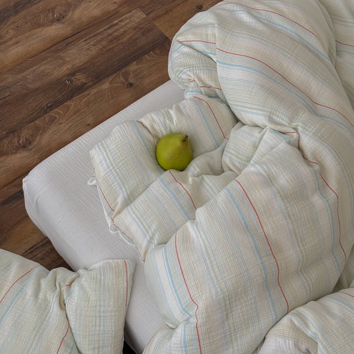 91家纺网 家纺一手货源 找家纺 山舍家居 2025春夏新款全棉纯棉色织纱布四件套-香草系列-暗色系 香草冰淇淋