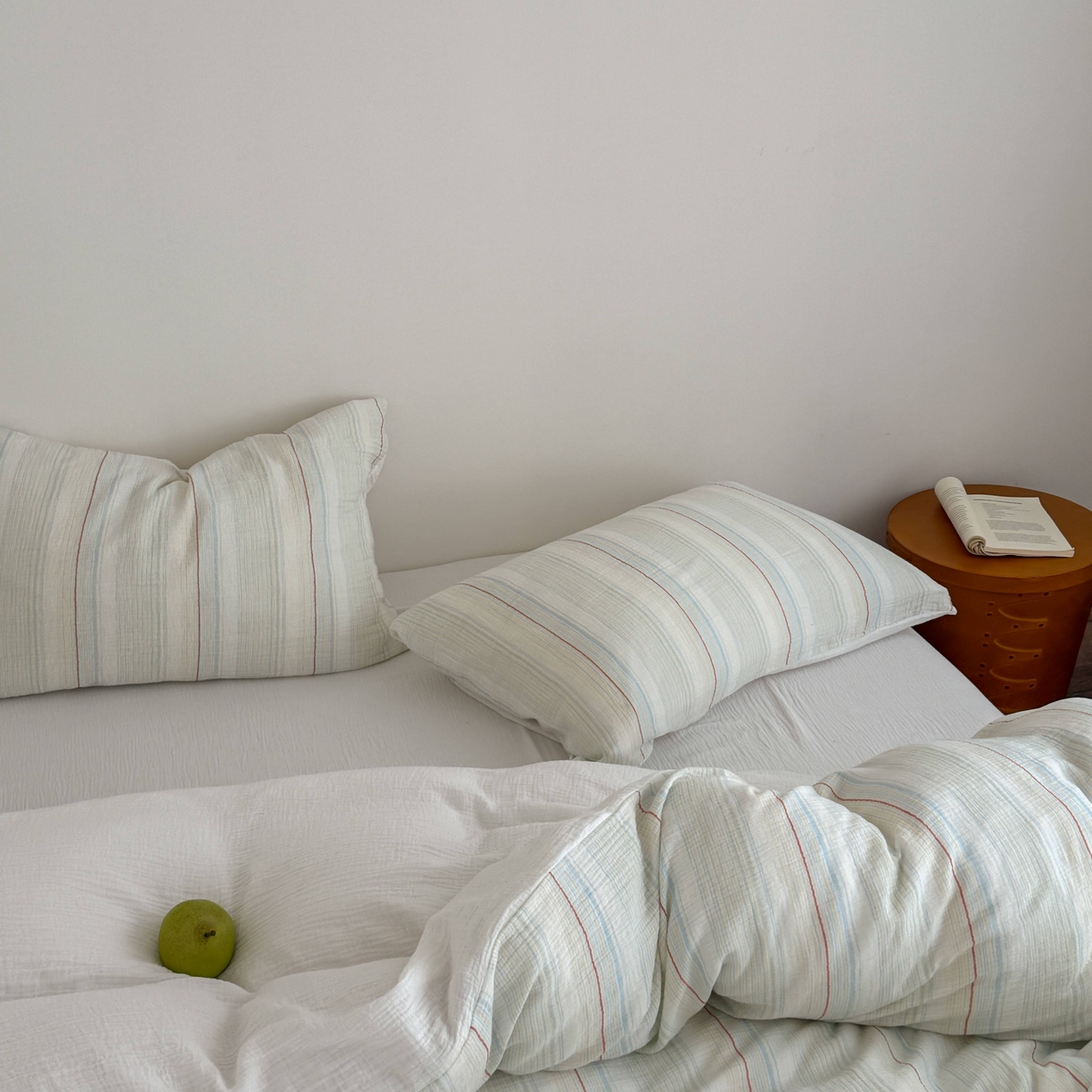 91家纺网 家纺一手货源 找家纺 山舍家居 2025春夏新款全棉纯棉色织纱布四件套-香草系列-暗色系 香草冰淇淋