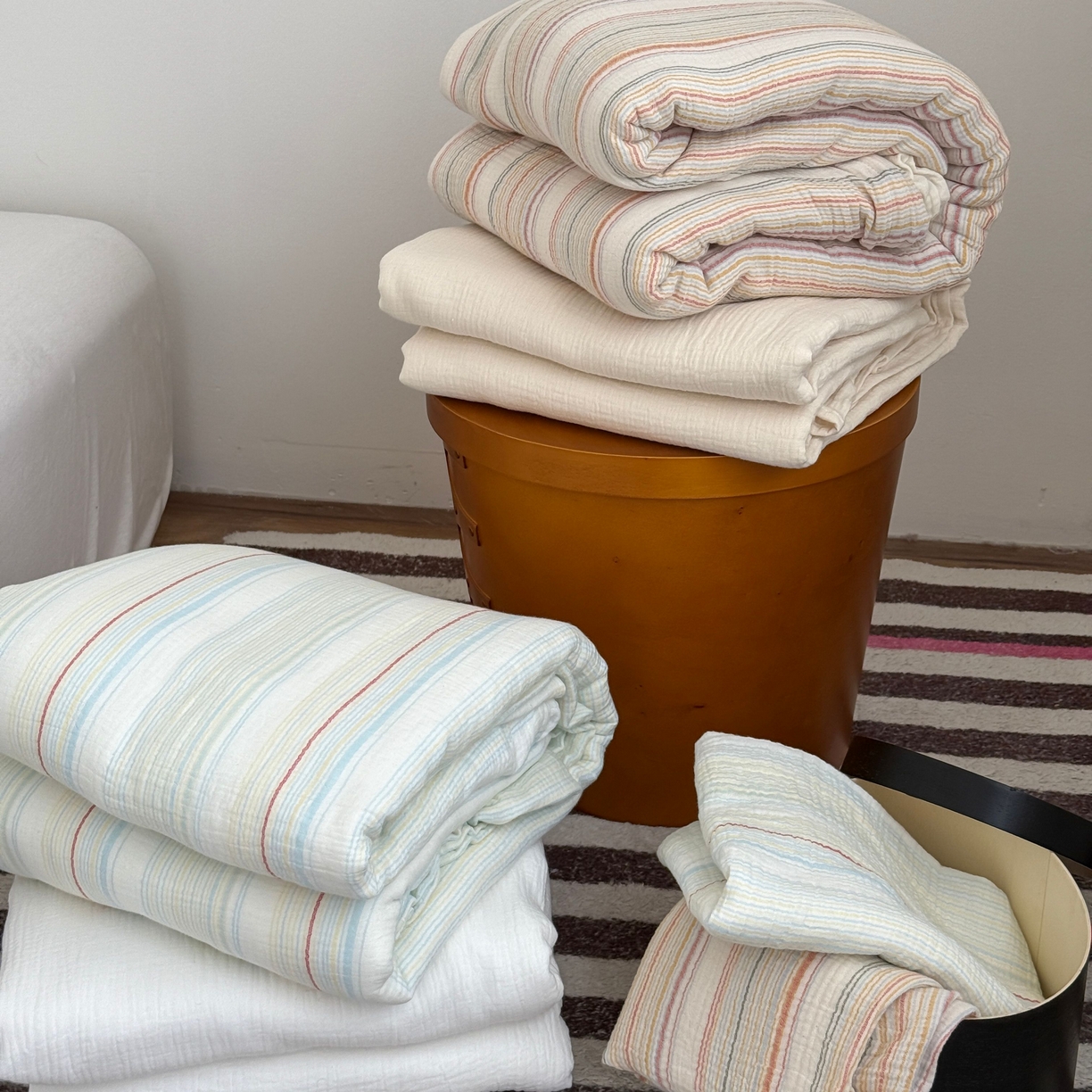 91家纺网 家纺一手货源 找家纺 （总）山舍家居 2025春夏新款全棉纯棉色织纱布四件套-香草系列-亮色系