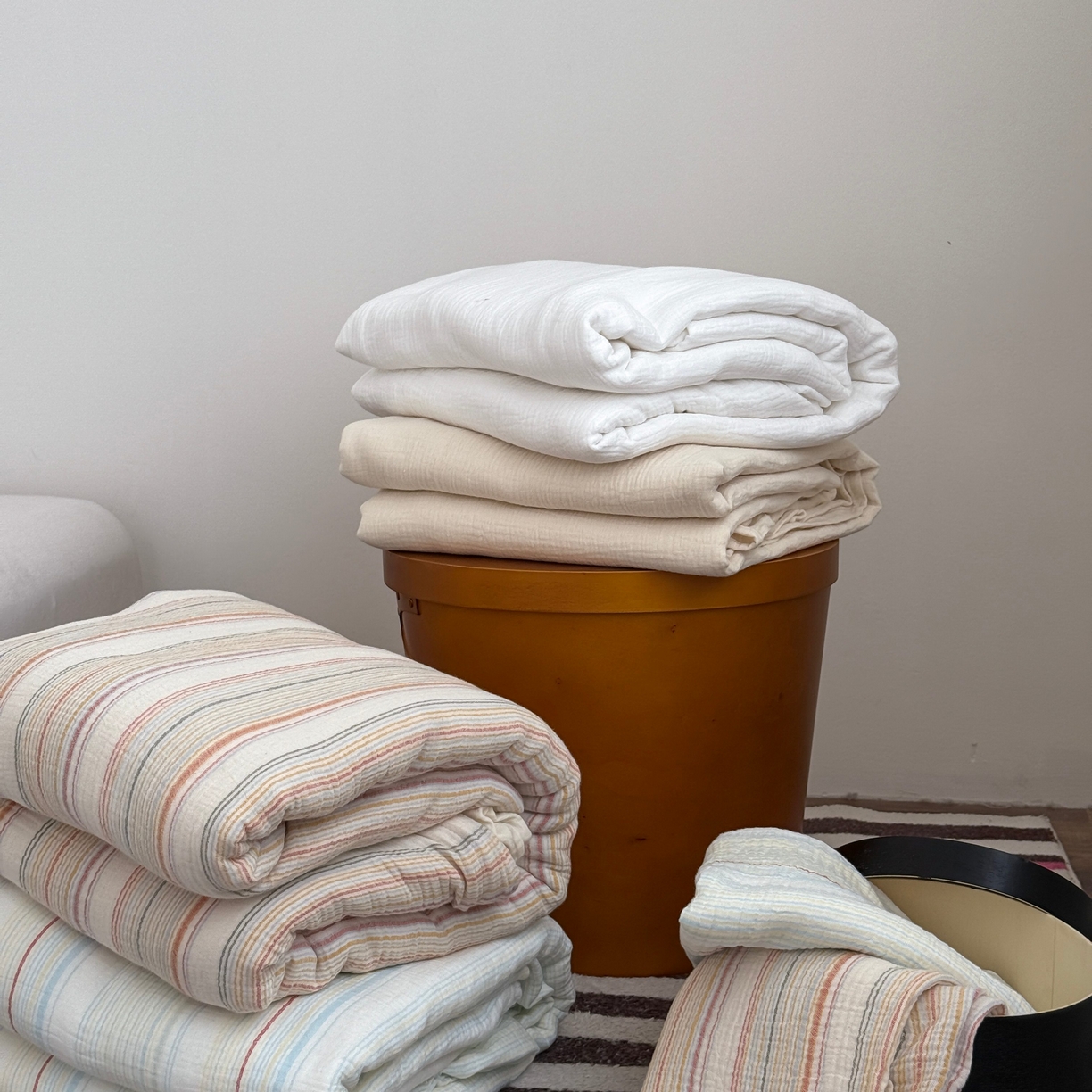 91家纺网 家纺一手货源 找家纺 （总）山舍家居 2025春夏新款全棉纯棉色织纱布四件套-香草系列-亮色系