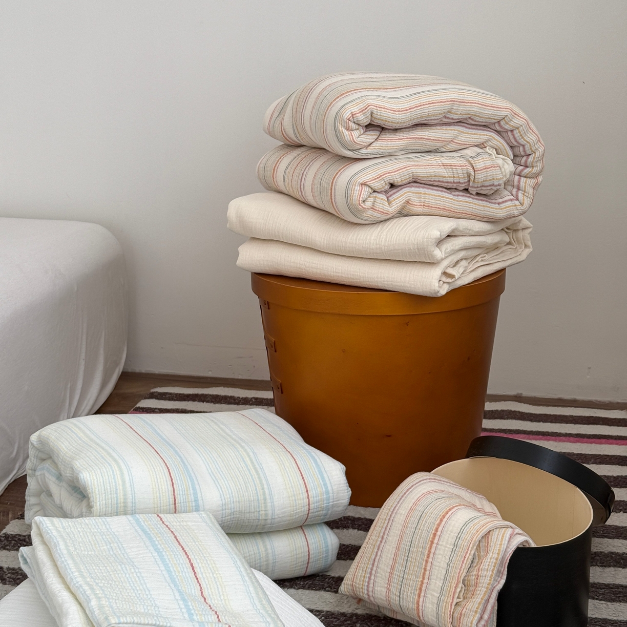 91家纺网 家纺一手货源 找家纺 （总）山舍家居 2025春夏新款全棉纯棉色织纱布四件套-香草系列-亮色系