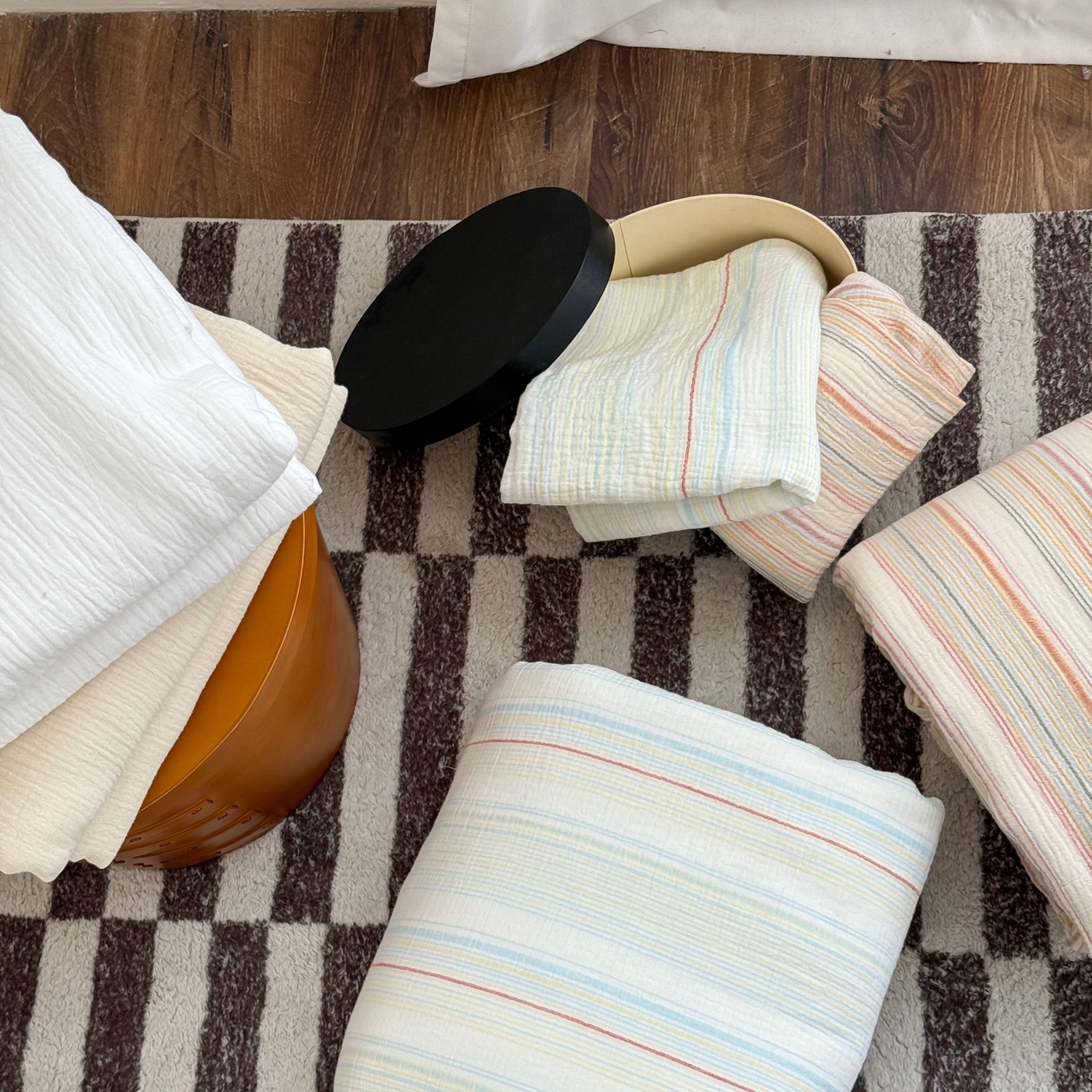 91家纺网 家纺一手货源 找家纺 （总）山舍家居 2025春夏新款全棉纯棉色织纱布四件套-香草系列-亮色系