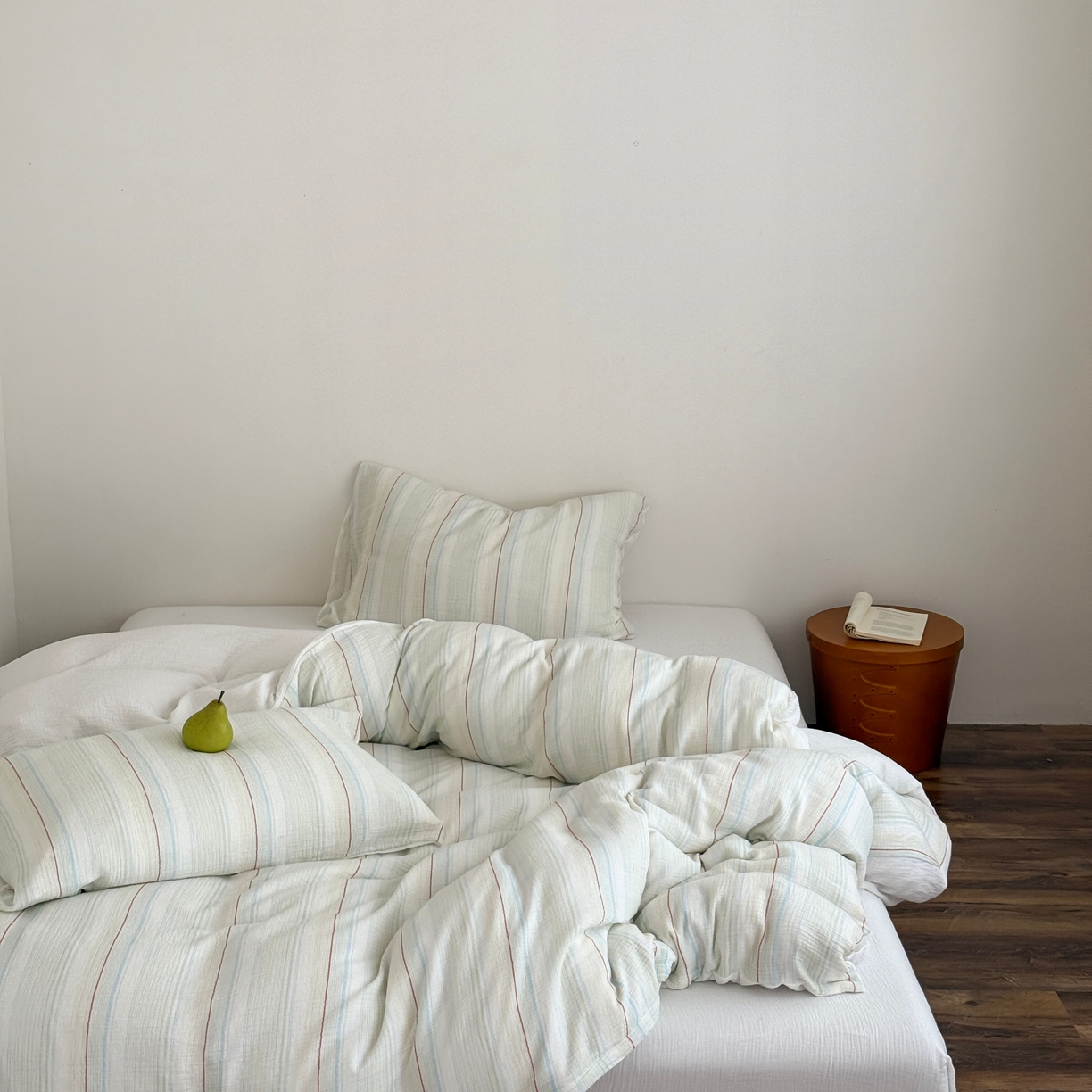 91家纺网 家纺一手货源 找家纺 山舍家居 2025春夏新款全棉纯棉色织纱布四件套-香草系列-亮色系 香草冰淇淋