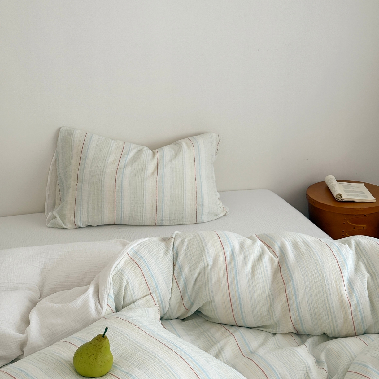 91家纺网 家纺一手货源 找家纺 山舍家居 2025春夏新款全棉纯棉色织纱布四件套-香草系列-亮色系 香草冰淇淋