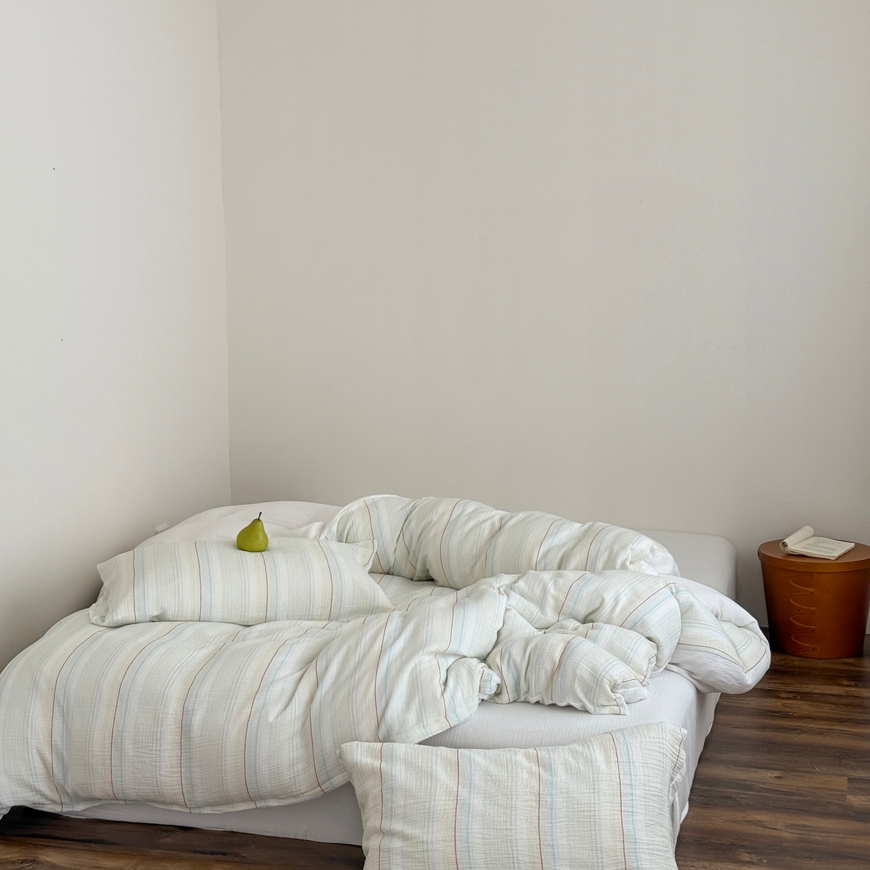 91家纺网 家纺一手货源 找家纺 山舍家居 2025春夏新款全棉纯棉色织纱布四件套-香草系列-亮色系 香草冰淇淋