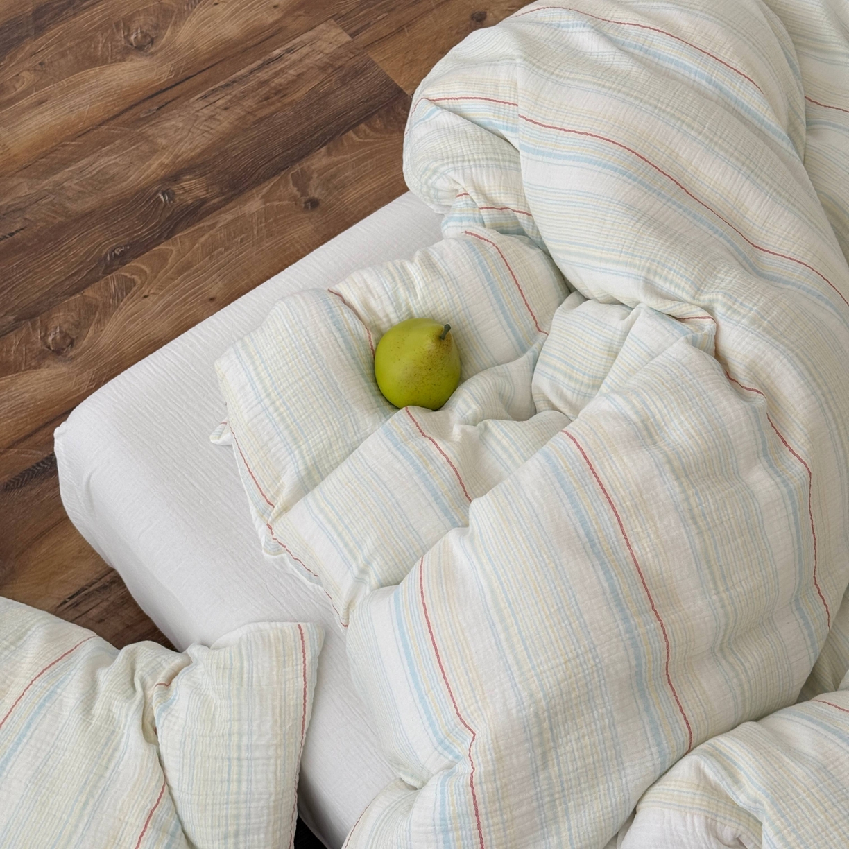 91家纺网 家纺一手货源 找家纺 山舍家居 2025春夏新款全棉纯棉色织纱布四件套-香草系列-亮色系 香草冰淇淋