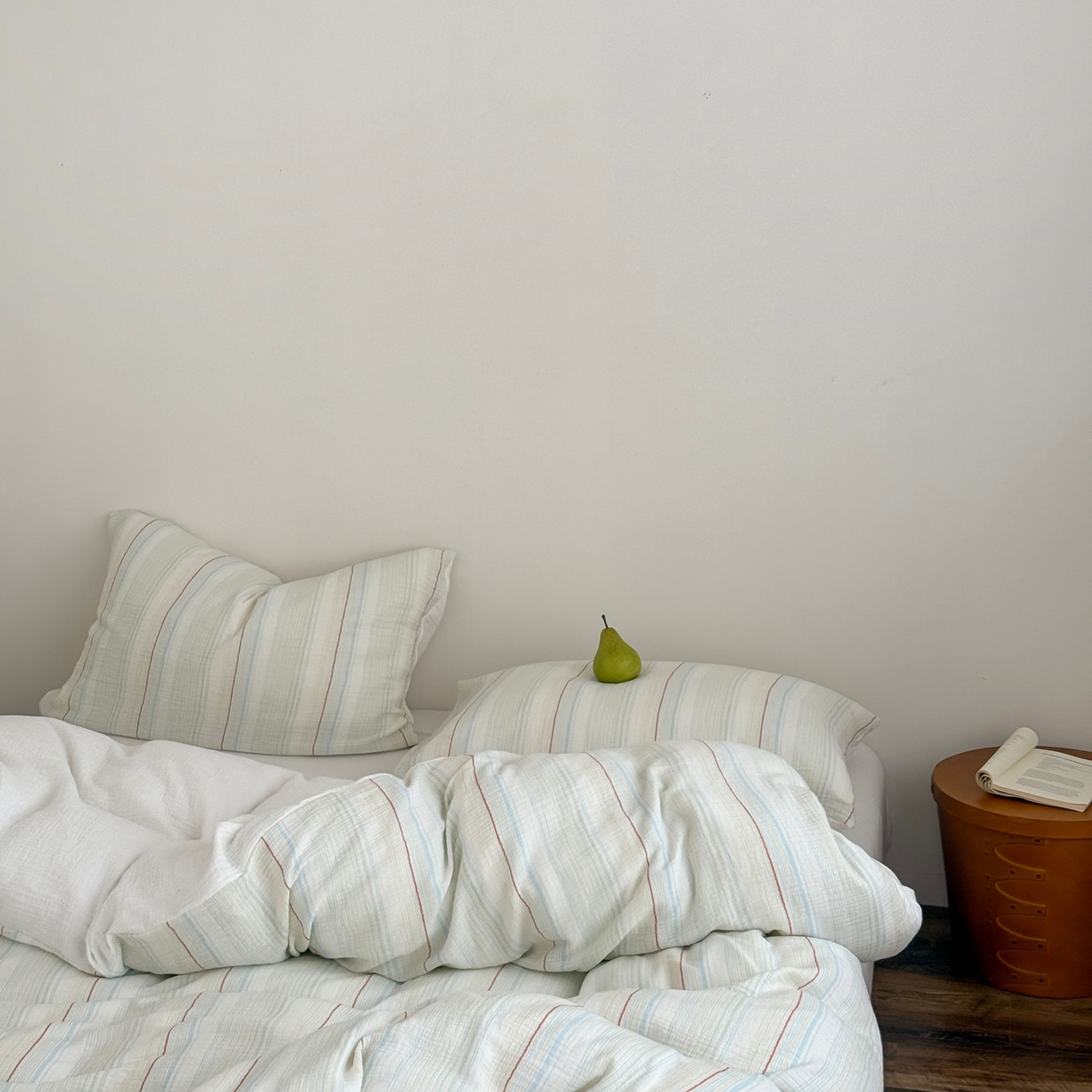 91家纺网 家纺一手货源 找家纺 山舍家居 2025春夏新款全棉纯棉色织纱布四件套-香草系列-亮色系 香草冰淇淋