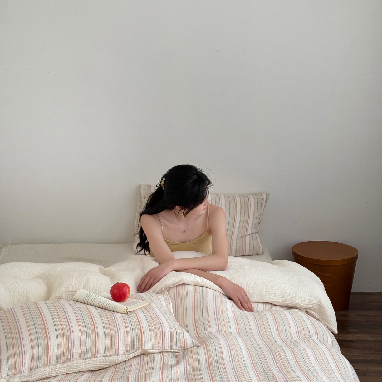 山舍家居 2025春夏新款全棉纯棉色织纱布四件套-香草系列-亮色系 香草可可