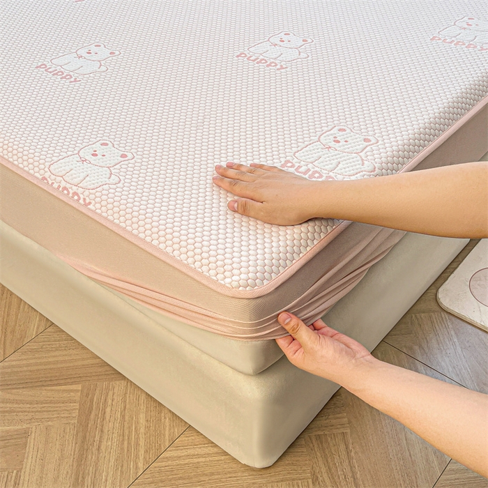 喜居 2025新款A类凉感豆豆席床笠款 冰小汪-粉